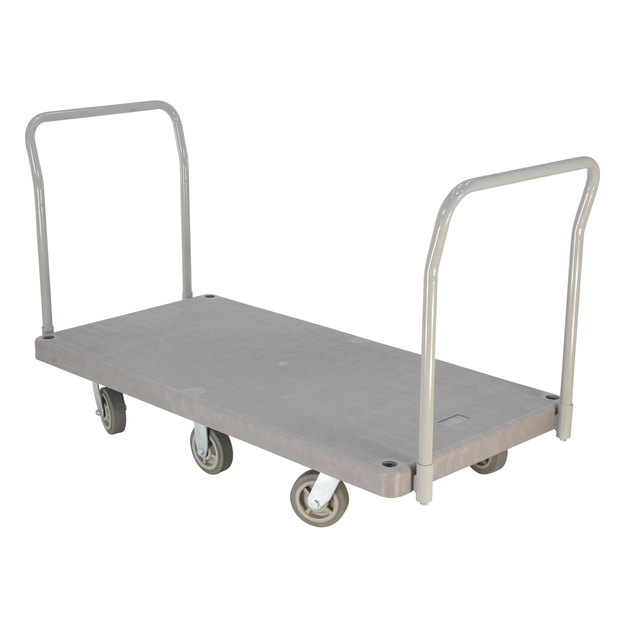 Vestil Plastic Heavy Duty Platform Truck 2 Handles 67-1/2 In. x 30 In. x 34 In. 3000 Lb. Capacity Gray